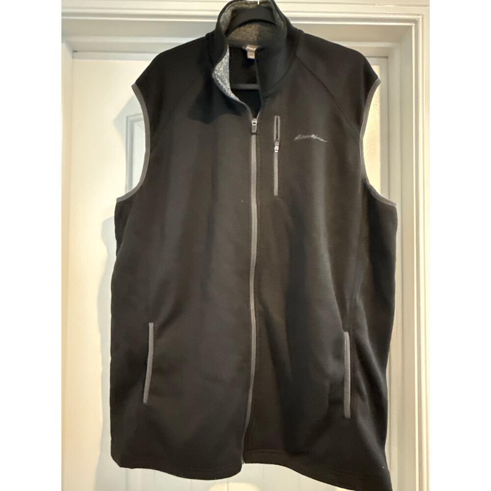 Eddie Bauer Men’s Outpace Flex Fleece Vest TXL Black Front‎ Zip